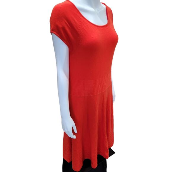 Eliza J Red Knit Maxi Dress Sz 12 Fit & Flare Drop Waist Dopamine Dressing - Picture 7 of 7